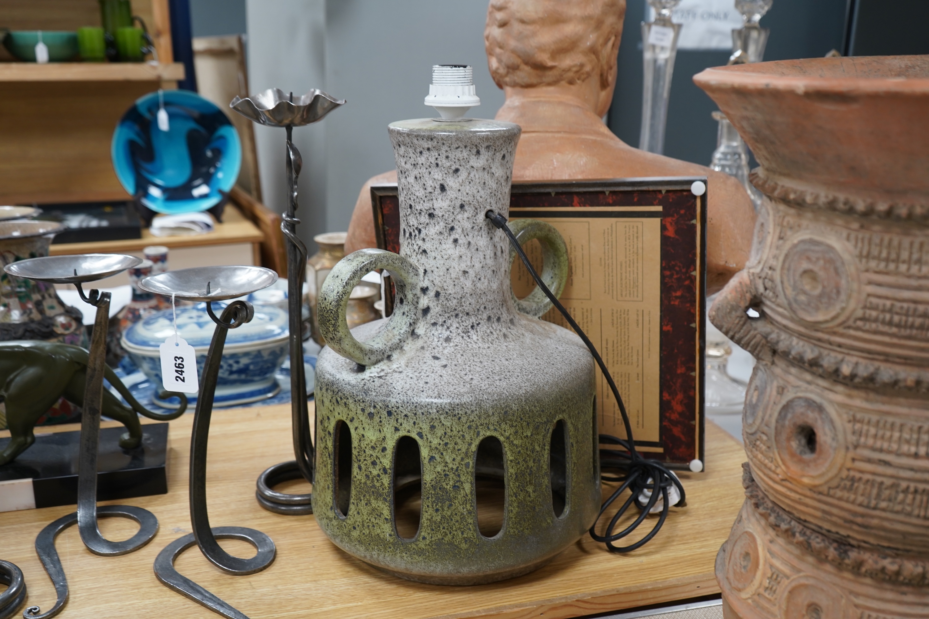 A 1970’s West German pottery floor lamp, 46cm